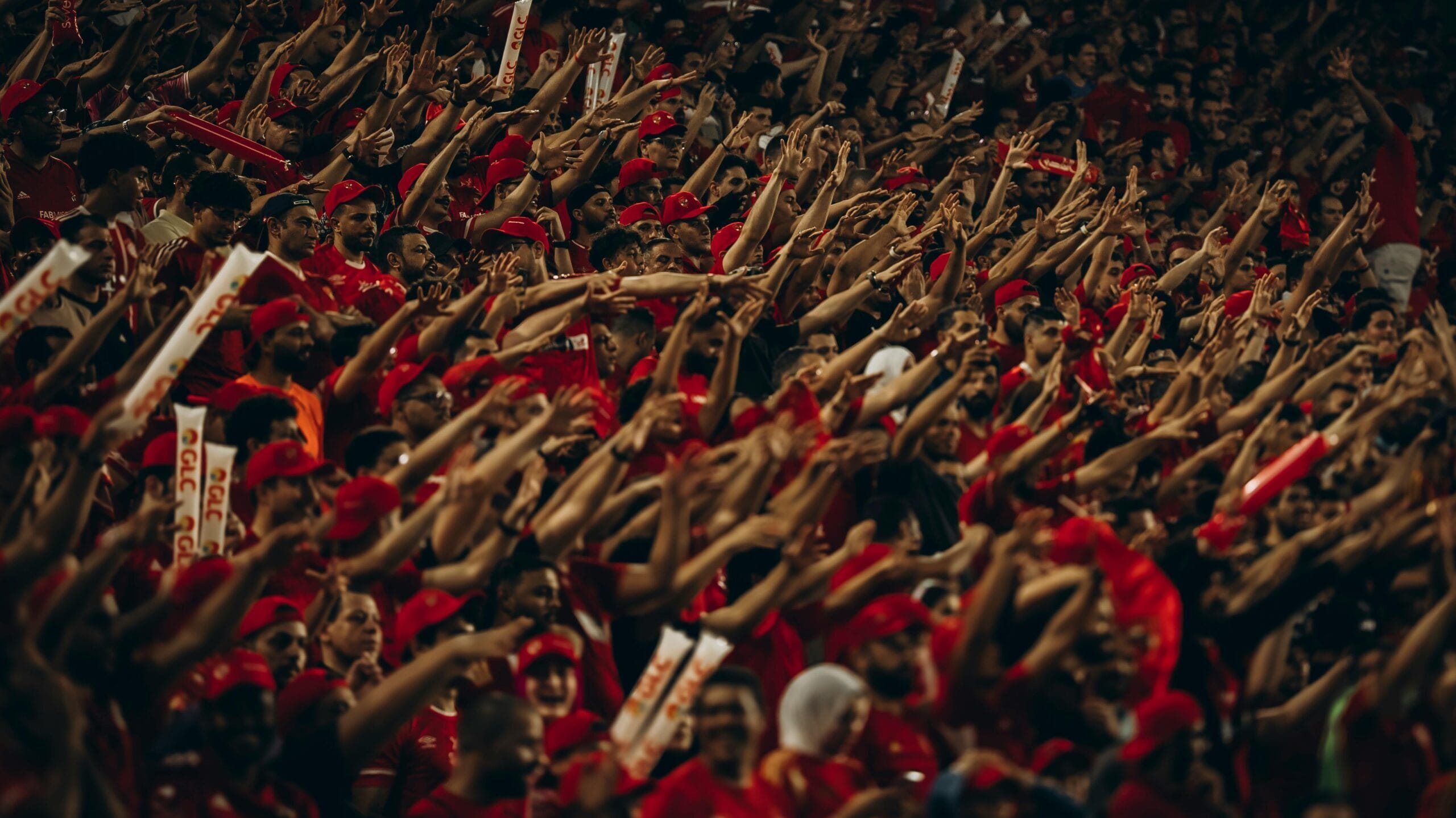 Afición egipcia durante un partido de fútbol