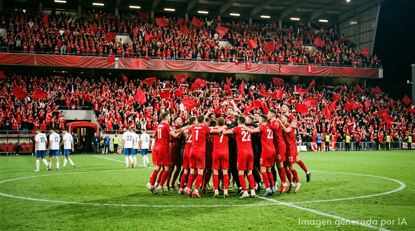jugadores celebrando victoria