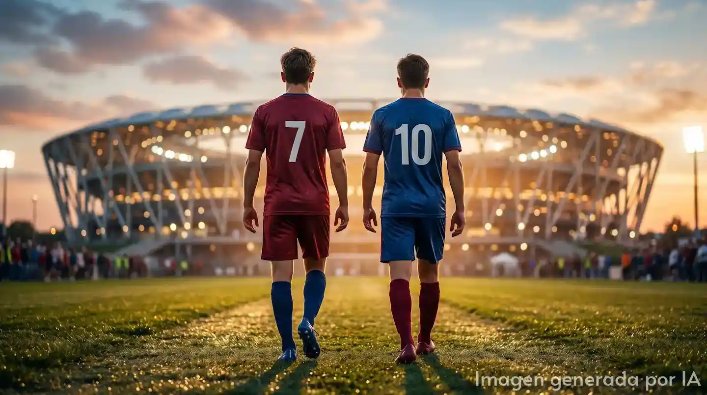 El Barça 2026/2027: el futuro exige sentido común Ilustración conceptual sobre la reconstrucción del FC Barcelona con jóvenes talentos entrando al estadio