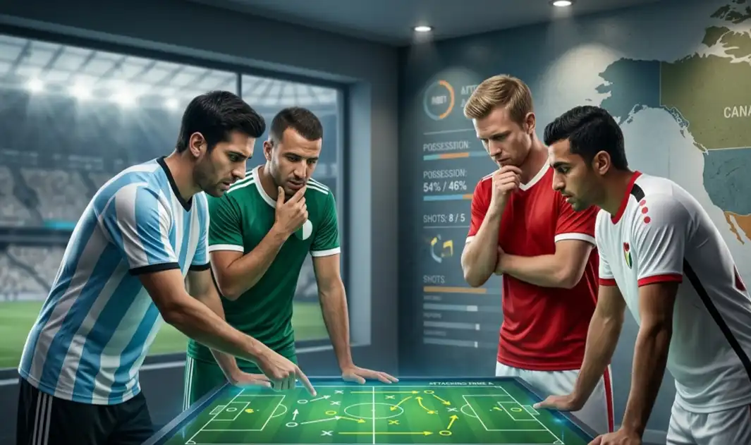 Mundial 2026 Grupo J: análisis, predicción y favoritos Análisis del Grupo J del Mundial 2026 con Argentina, Austria, Argelia y Jordania en una ilustración táctica generada por IA